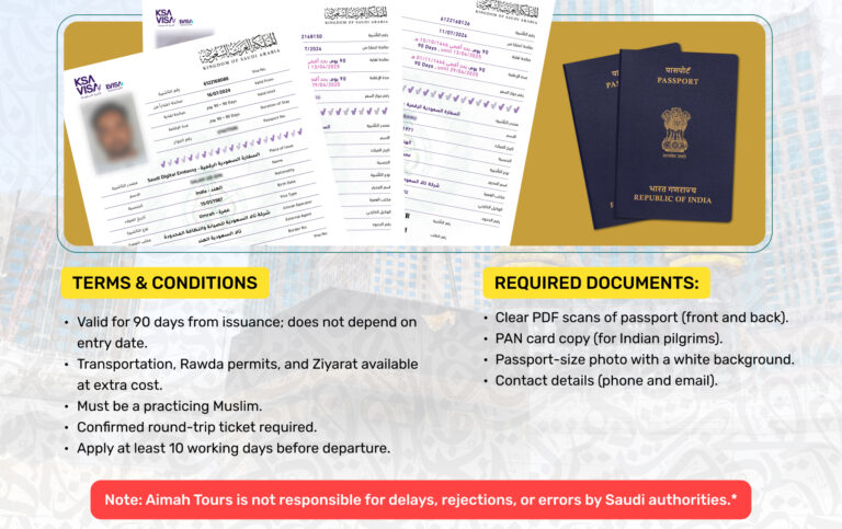 Planning to perform Umrah? This Umrah Visa complete guide covers the application process, eligibility, required documents, fees, and FAQs. Learn how to apply easily and hassle-free with Aimah Tours!